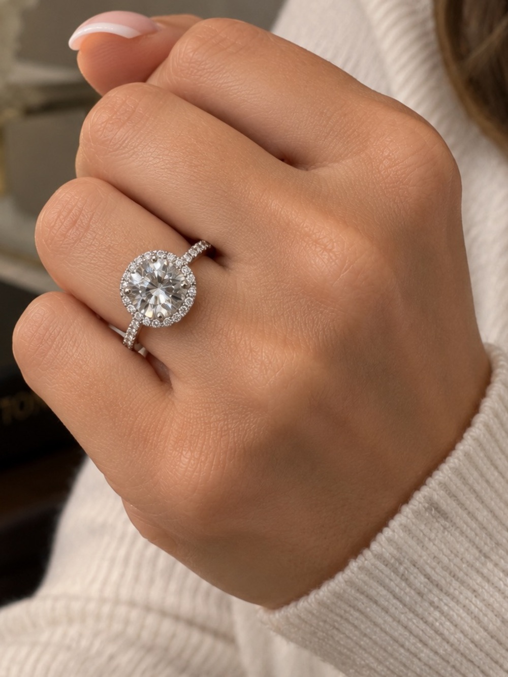 14K 2ct Pavé Halo Ring - Picture 6 of 11